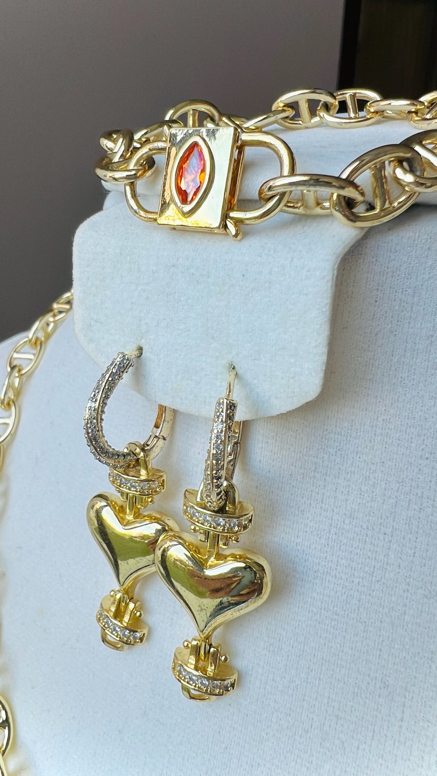 Juego Aretes, Cadena & Pulsera Halo