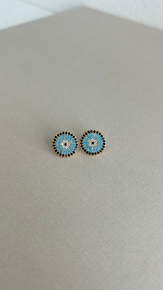 Aretes Blue & Black Circle